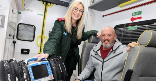 Survivor of a cardiac arrest thanks the crew who saved his life.