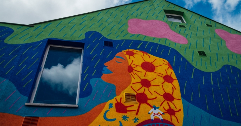 Colourful murals transform town centre homes as part of new festival